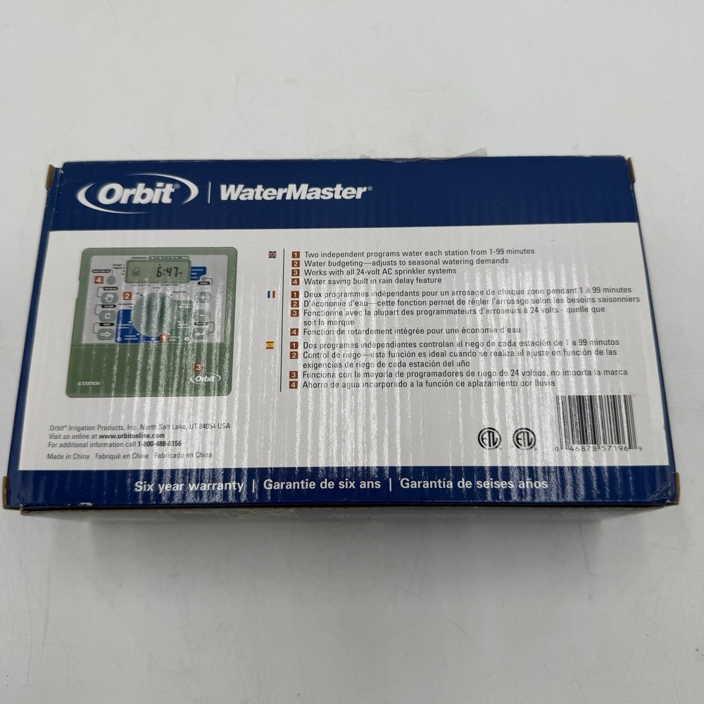 Orbit WaterMaster 6 Station Dual Program Sprinkler Timer Model 57196 - New
