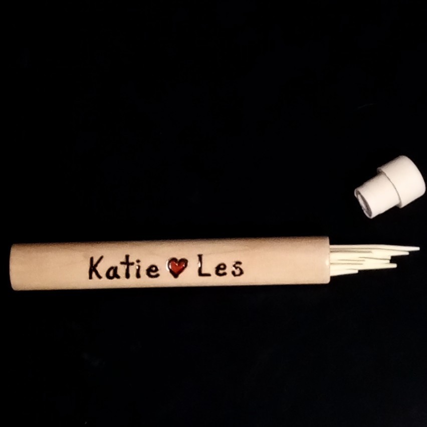 STOCKING STUFFERS 🎅 Personalized Wood-burned Toothpick Holder NAME, INITIALS..