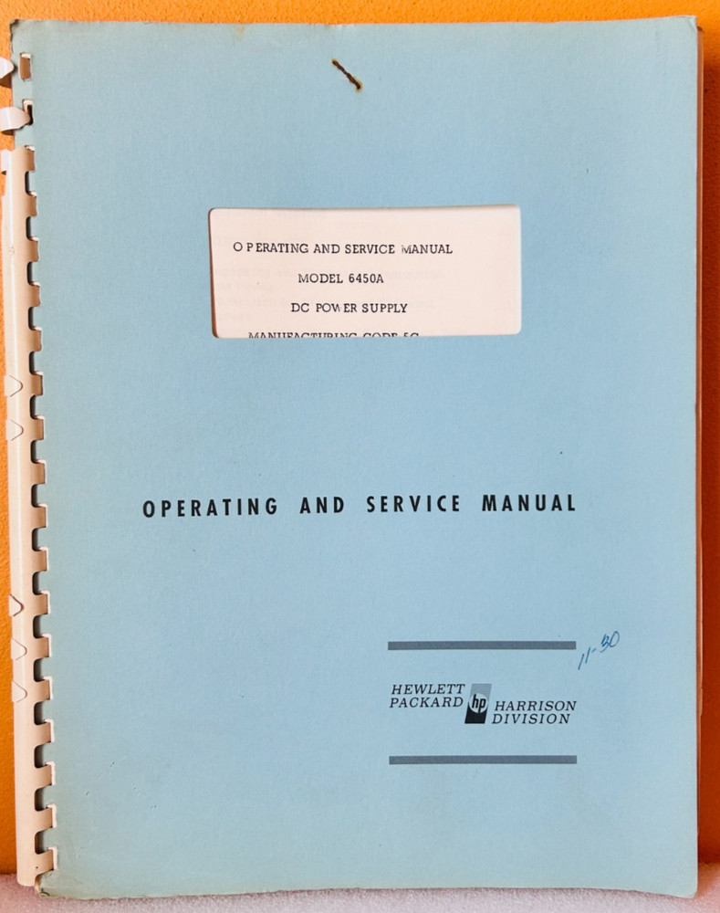 HP Model 6450A DC Power Supply Operating & Service Manual.