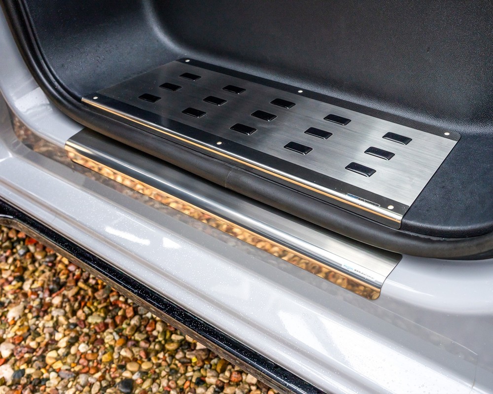 Front Interior Step Covers for Ford Transit Custom 2023 - Black | Silver