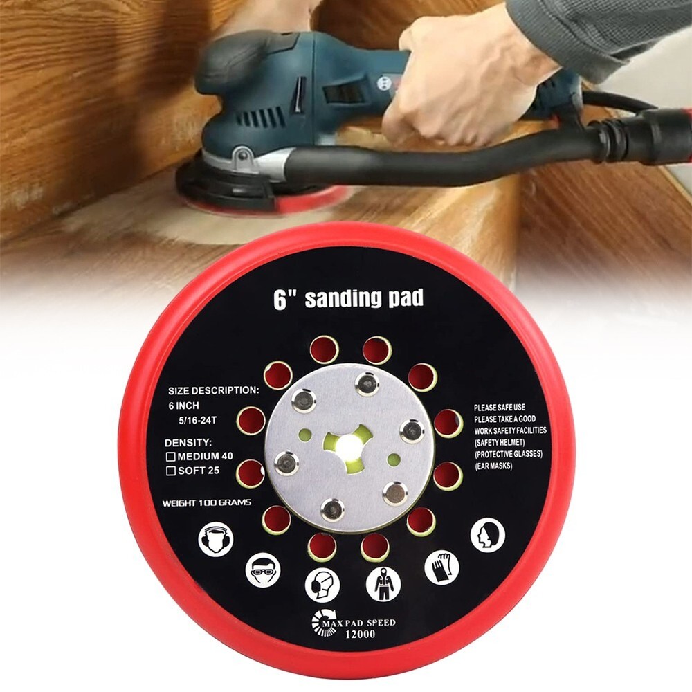 1* 6 Inch Sanding Pad Medium & Multi-Hole Back-up For Bosch RSM6045