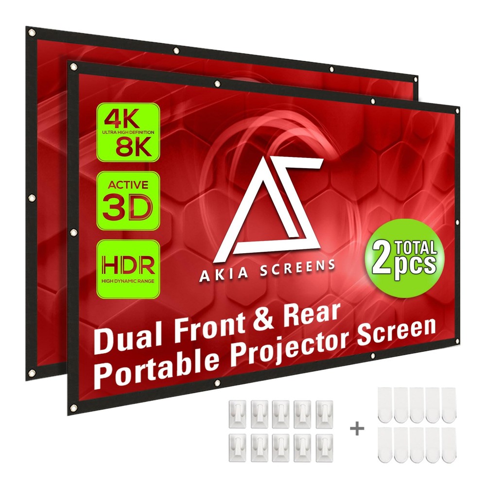 120" Dual Projection Projector Screen, 16:9 Front & Rear, Portable Foldable A...