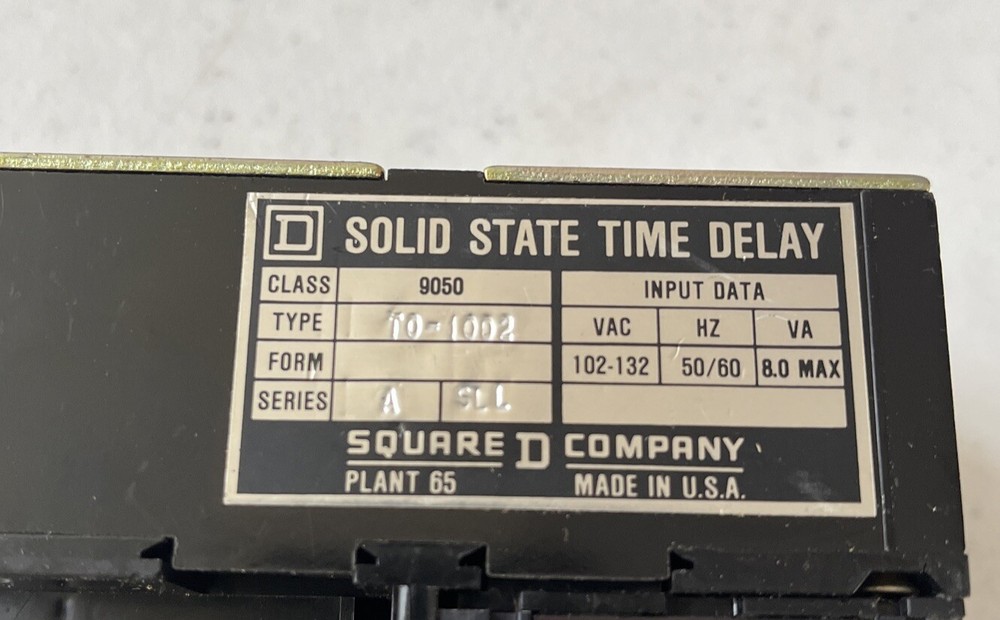 SQUARE D Solid State Time Delay Class 9050 Type TO-1002