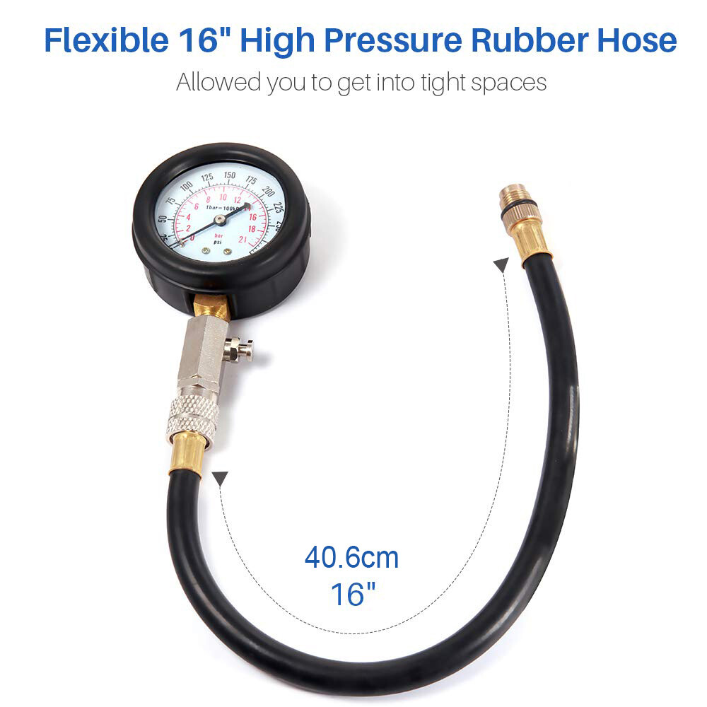 Professional Cylinder Engine Compression Tester Pressure Gauge Test Kit Motor US