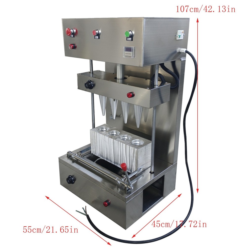 110V 4 Head Pizza Cone Forming Machine Spiral Shape Pizza Cone Forming Maker