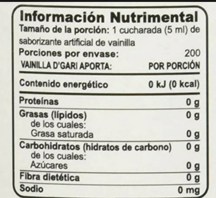 D'Gari saborizante artificial de vainilla 1L