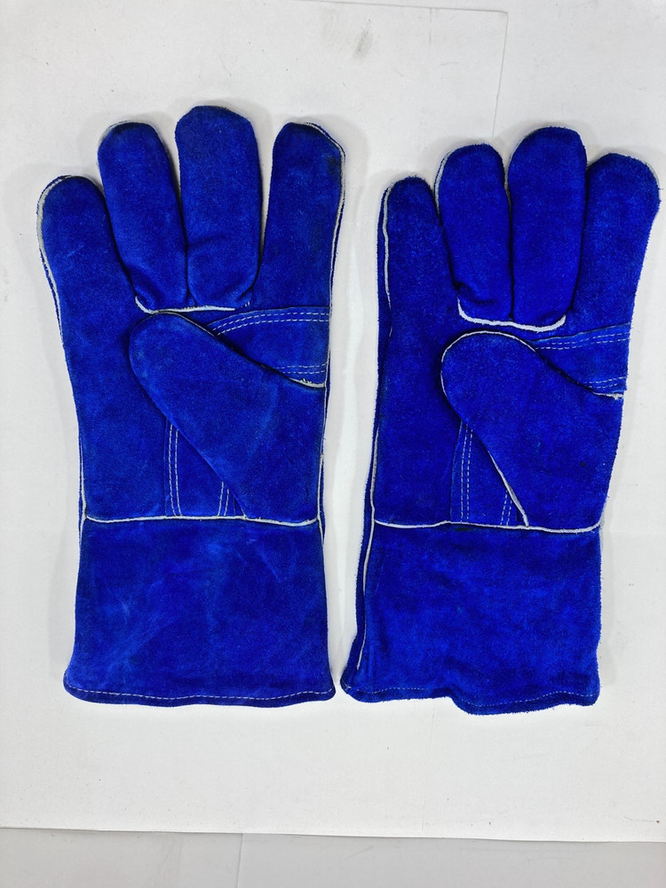 Blue Leather Stick Welding Gloves Medium