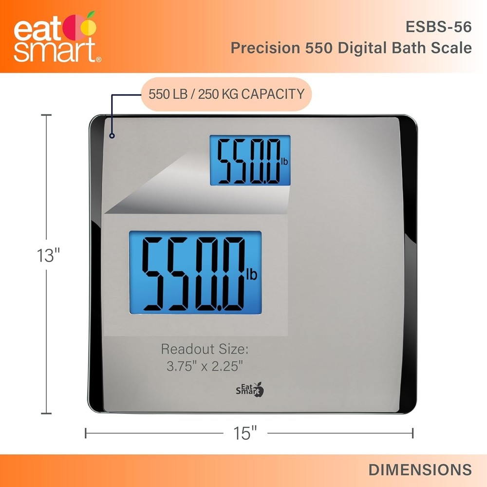 Eat Smart Precision 550 Pound Extra-High Capacity Digital Bathroom Scale, Ext...