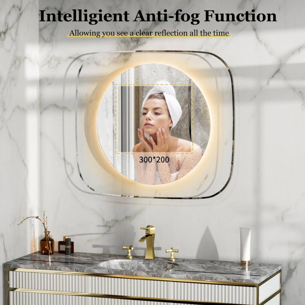 LED Bathroom Mirror Antifog Vanity Mirror Backlit Dimmable Hanging Makeup Mirror