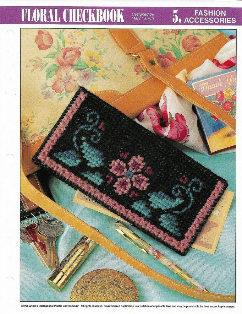 NEW FLORAL CHECKBOOK COVER ANNIE'S PLASTIC CANVAS PATTERN INSTRUCTIONS