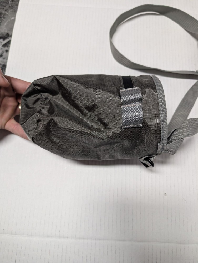 Climbing Chalk Bag Gray Drawstring Padded Fleece Liner Adjustable Shoulder Strap