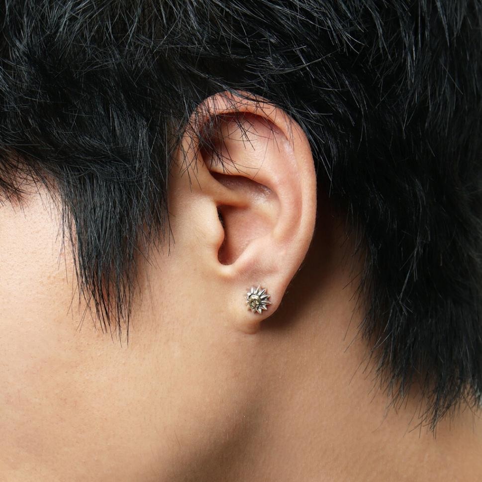 Sterling Silver 925 Eagle & Sun Stud Earring (Single)