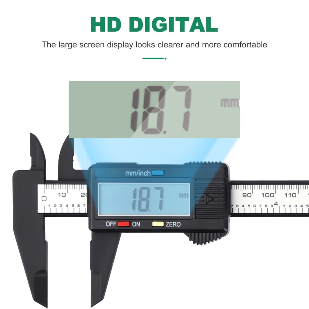 Precision 6" LCD Digital Caliper - Carbon Fiber, Micrometer & Ruler Combo Tool