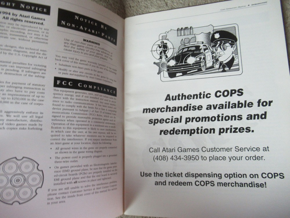COPS ATARI LASER DISC GAME original arcade video game manual