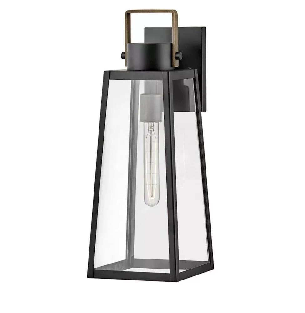 Lark Hugh 1 Light Outdoor Medium Wall Mount, Black/Clear - 82004BK