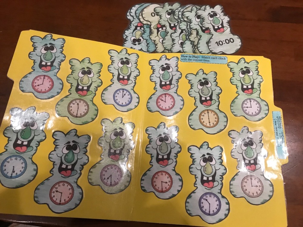 Slime Time! Hour Half Hour Time 2nd grade math file folder game teacher