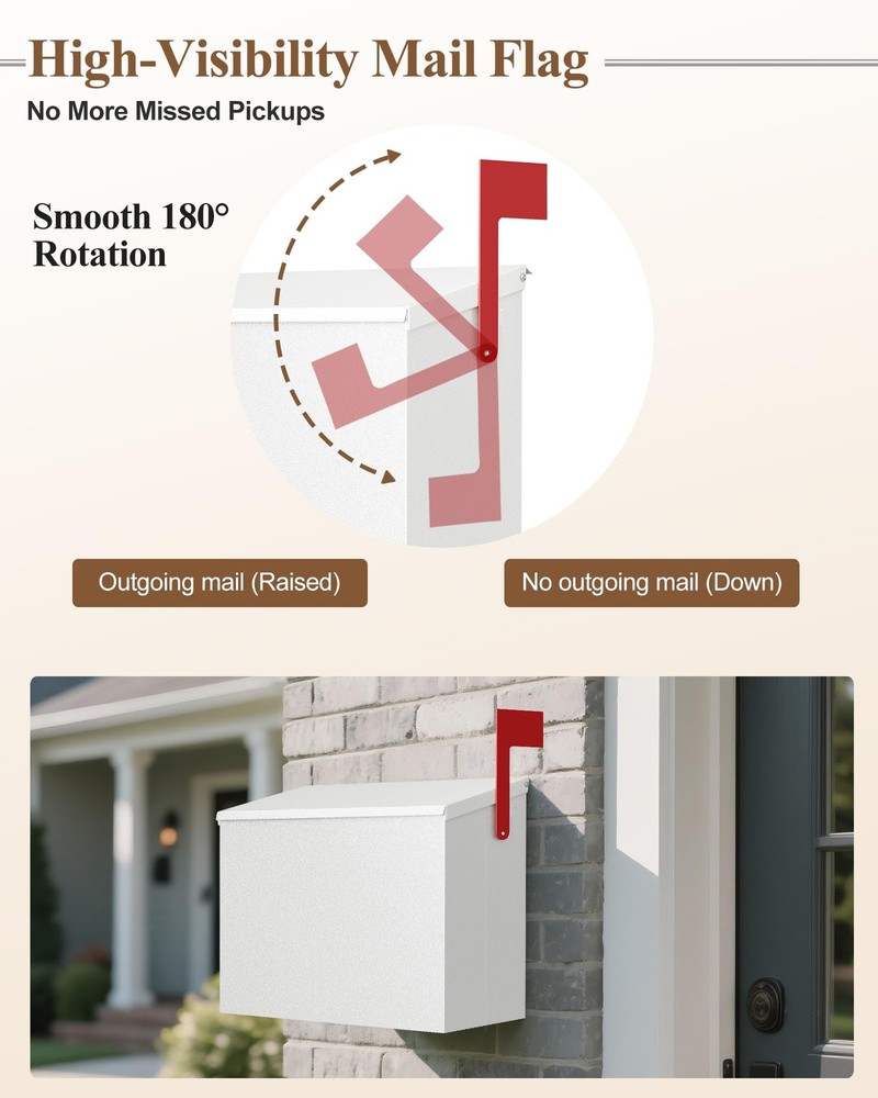 Wall-Mount Mailbox for Outside, Large Capacity Rust-Proof Box with Stay-Open ...