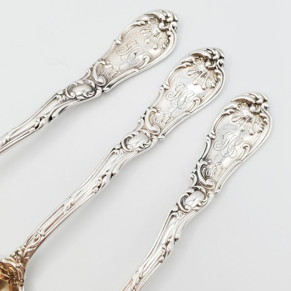 3 Gorham Hanover Coffee Spoons Gilded Bowls 1895 5 ¼”