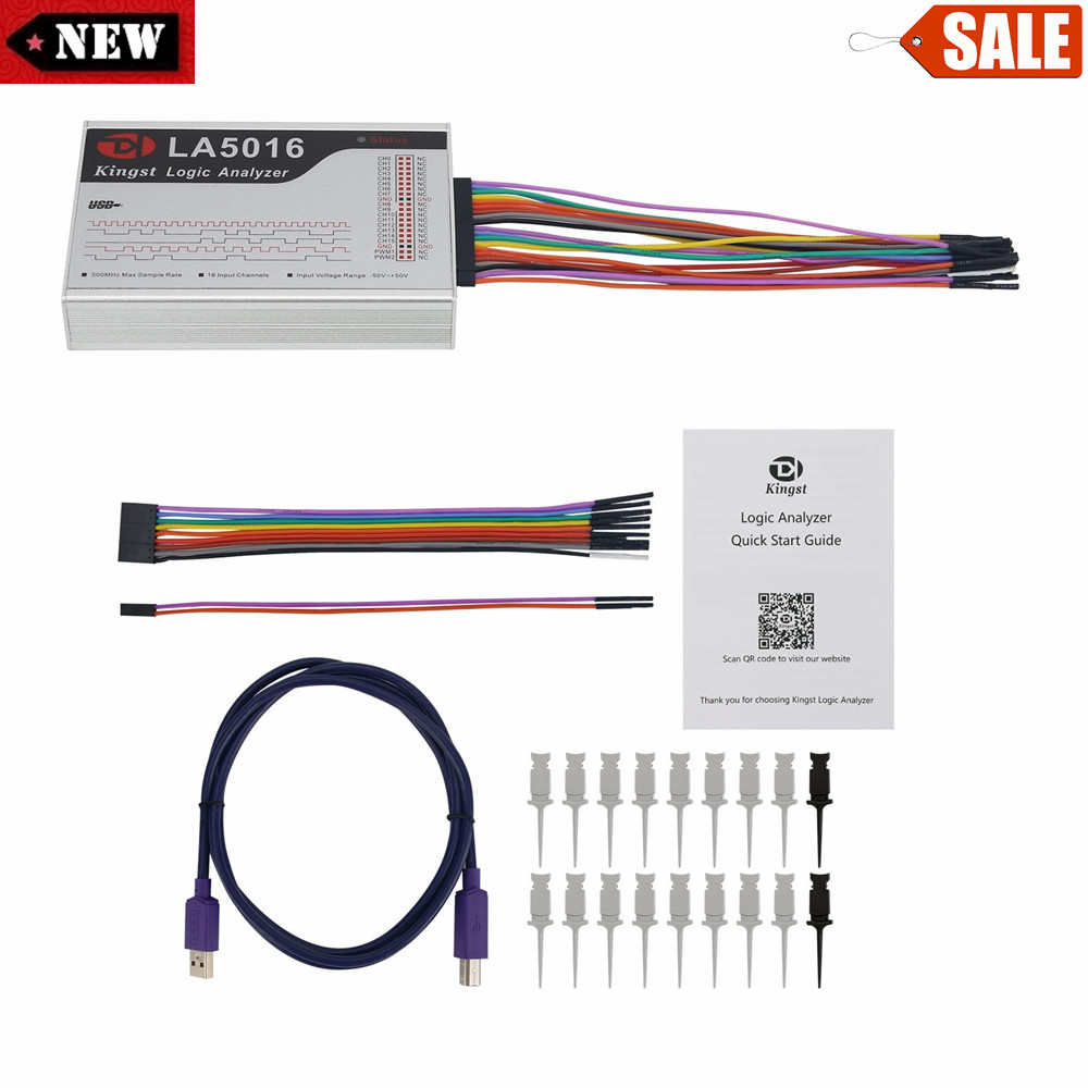 LA5016 USB Logic Analyzer 16CH 500M Sampling 5G Sample Depth PWM Output new