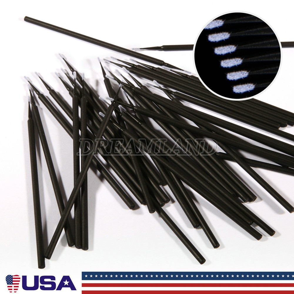 100×Dental Microbrush Disposable Bendable Applicators Tips Micro Brush Cleaning