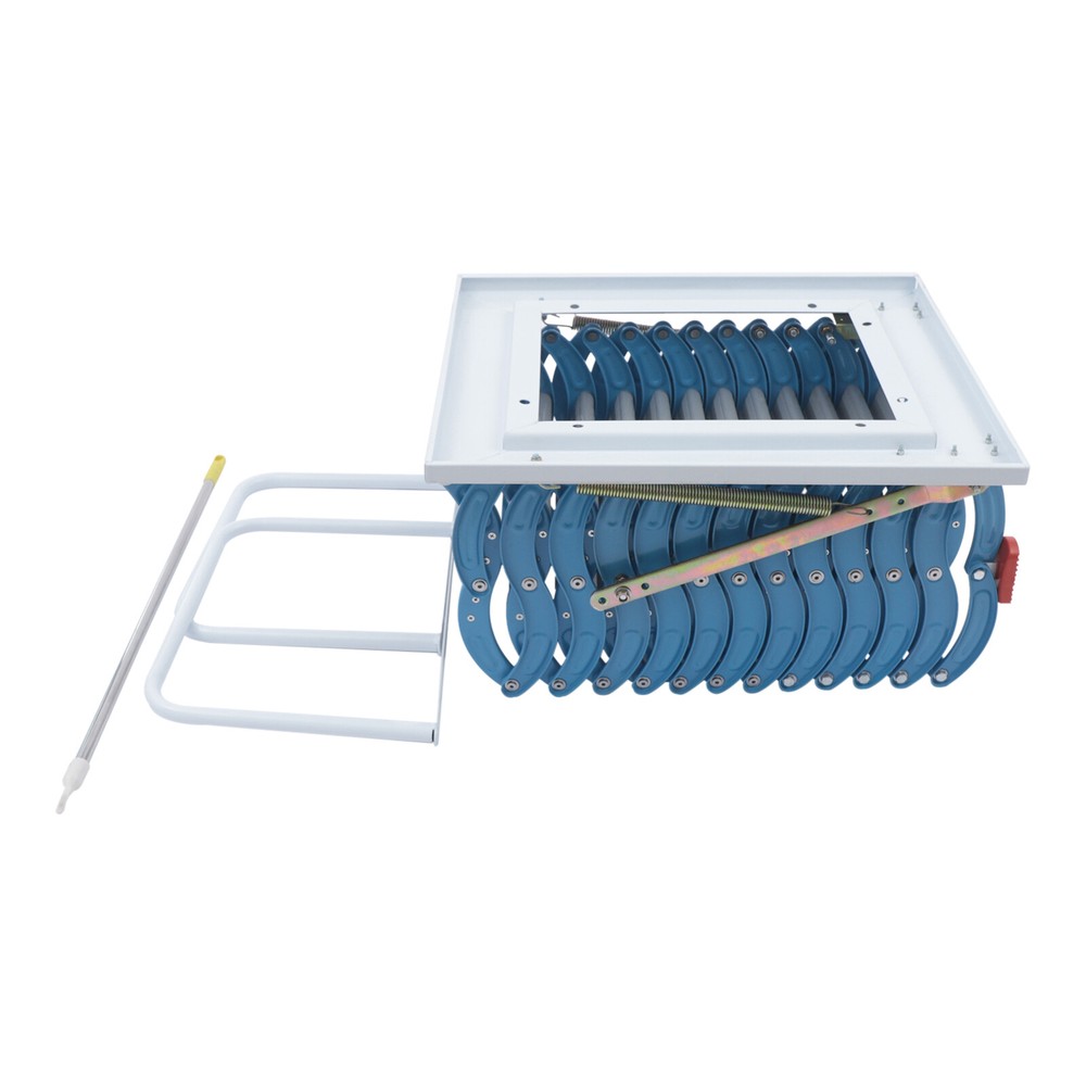 10.2ft Attic Ladder Wall-Mount 12 Steps Folding Ladder Pull Down Stairs 1100lbs