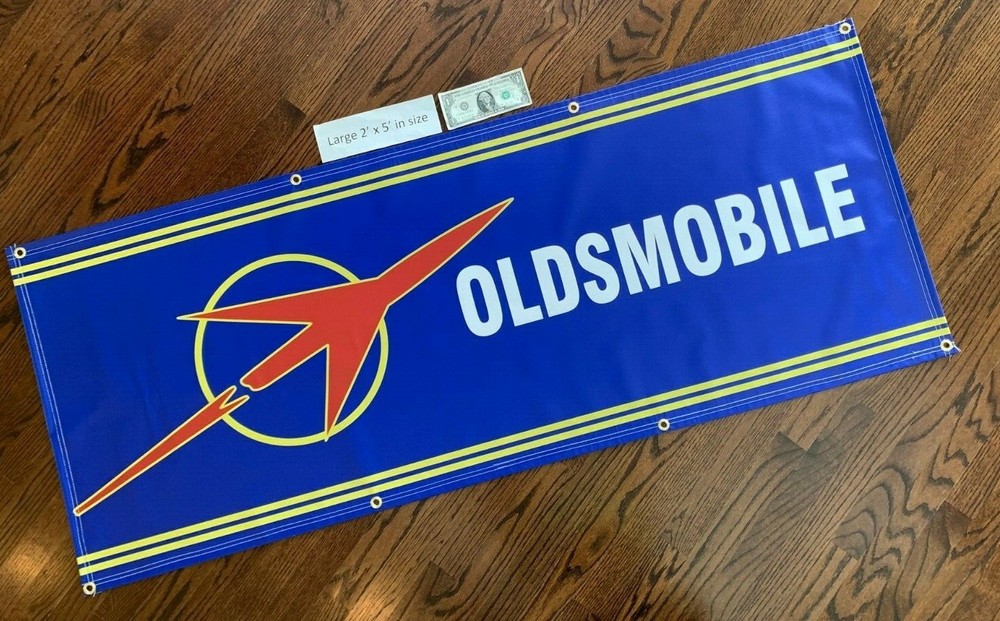 OLDSMOBILE  w/ROCKET  Garage Banner Sign (Large 2'x5')