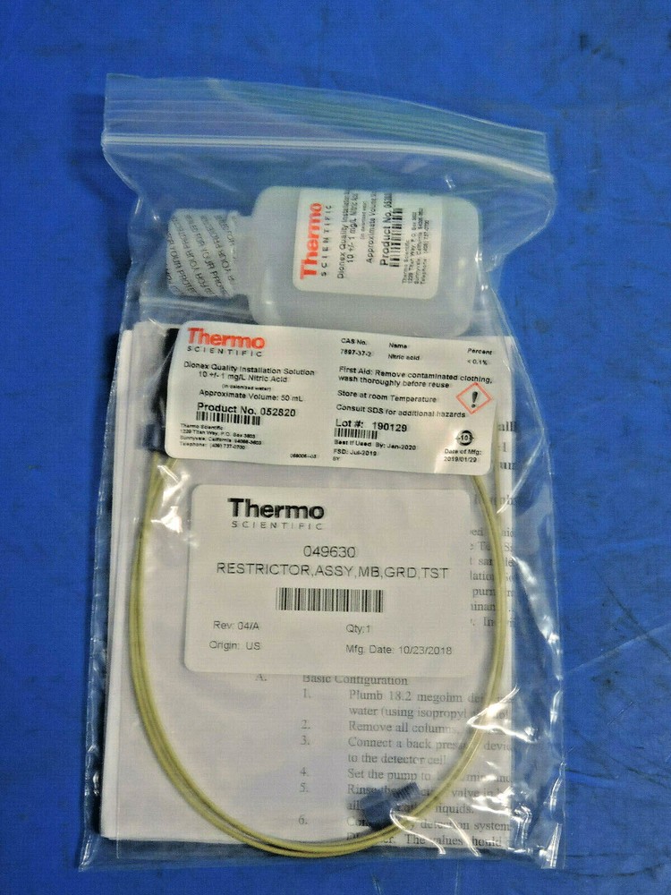Thermo Dionex Quality Installation Solution HNO3 with Restrictor Tube Test