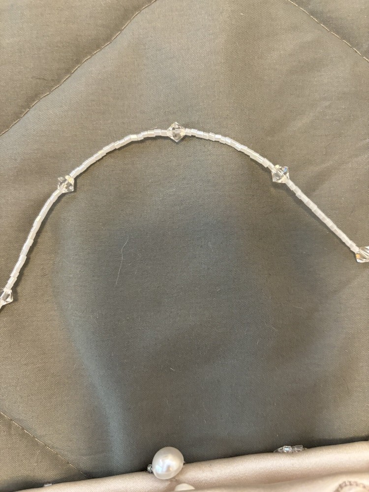 Satin small beaded ivory purse pre-owned for wedding
