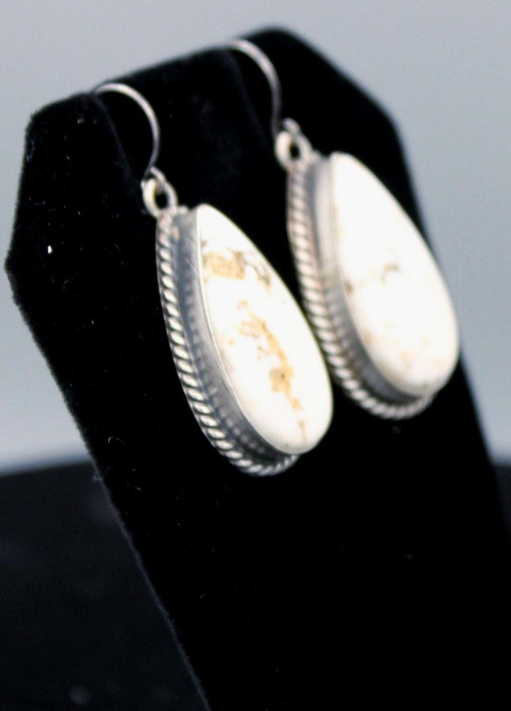 White Buffalo and Sterling Silver Earrings
