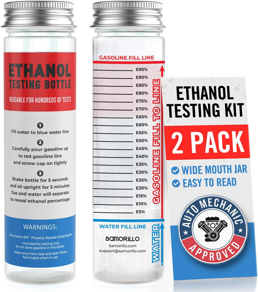 [2-Pack] Reusable Ethanol Testing Kit - Wide Mouth Fuel Test Bottle for E85 and