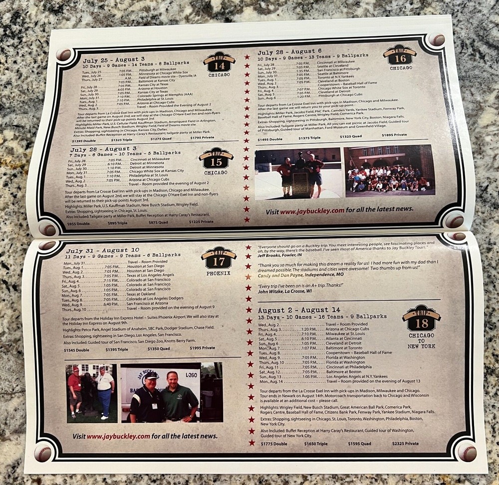 Jay Buckley's 2006 Baseball Tours Brochure