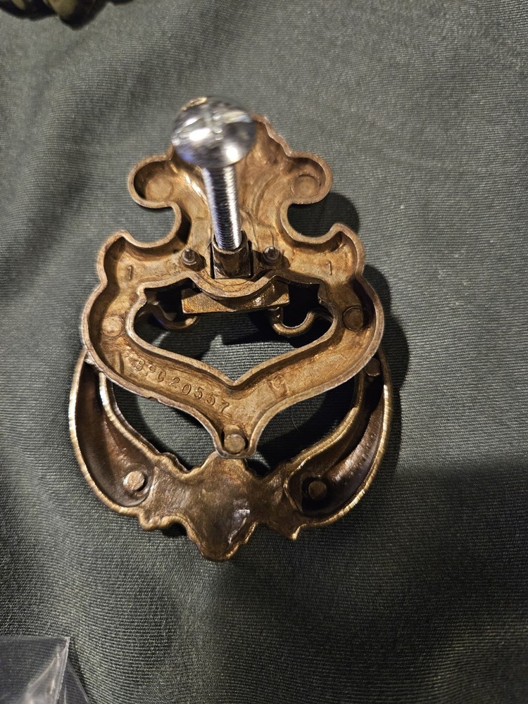 Set of 2 Ornate Antique Brass Finish Ring Pulls