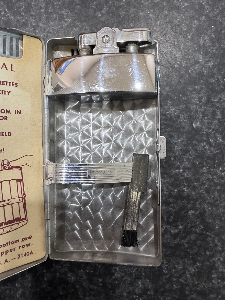 Ronson 'Pal' Vintage 1940s Cigarette Lighter and Case Combination Untested