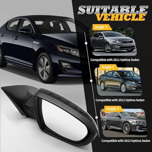 Passenger Side Mirror Assembly Compatible with 2011 2012 2013 Right Black