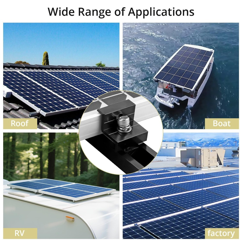 Anbte Solar Panel Mounting Brackets, 1.18"(30mm) & 1.38"(35mm), Black