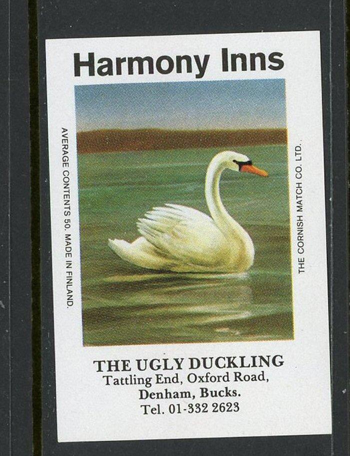 Harmony Inns The Ugly Duckling Cornish Match Co Match Box Label