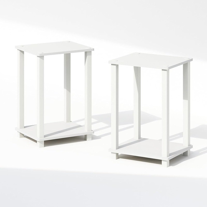 Minimalist Two-Tier Nightstand Set Open Shelf Compact Storage Bedside Table New