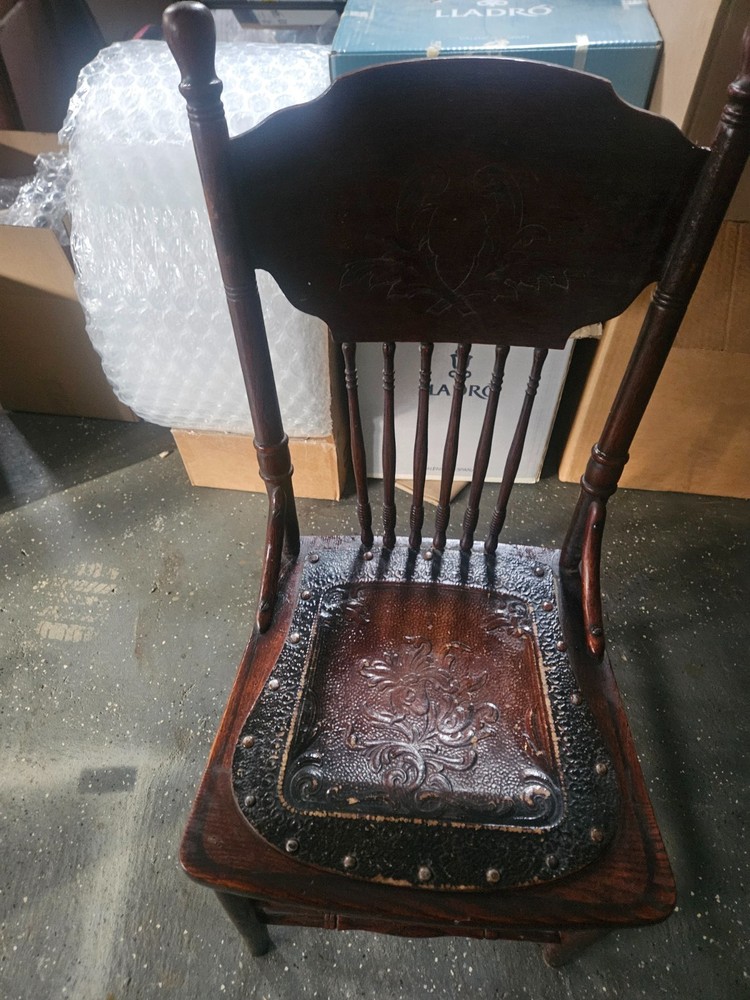 Antique  Chair with tooled Leather