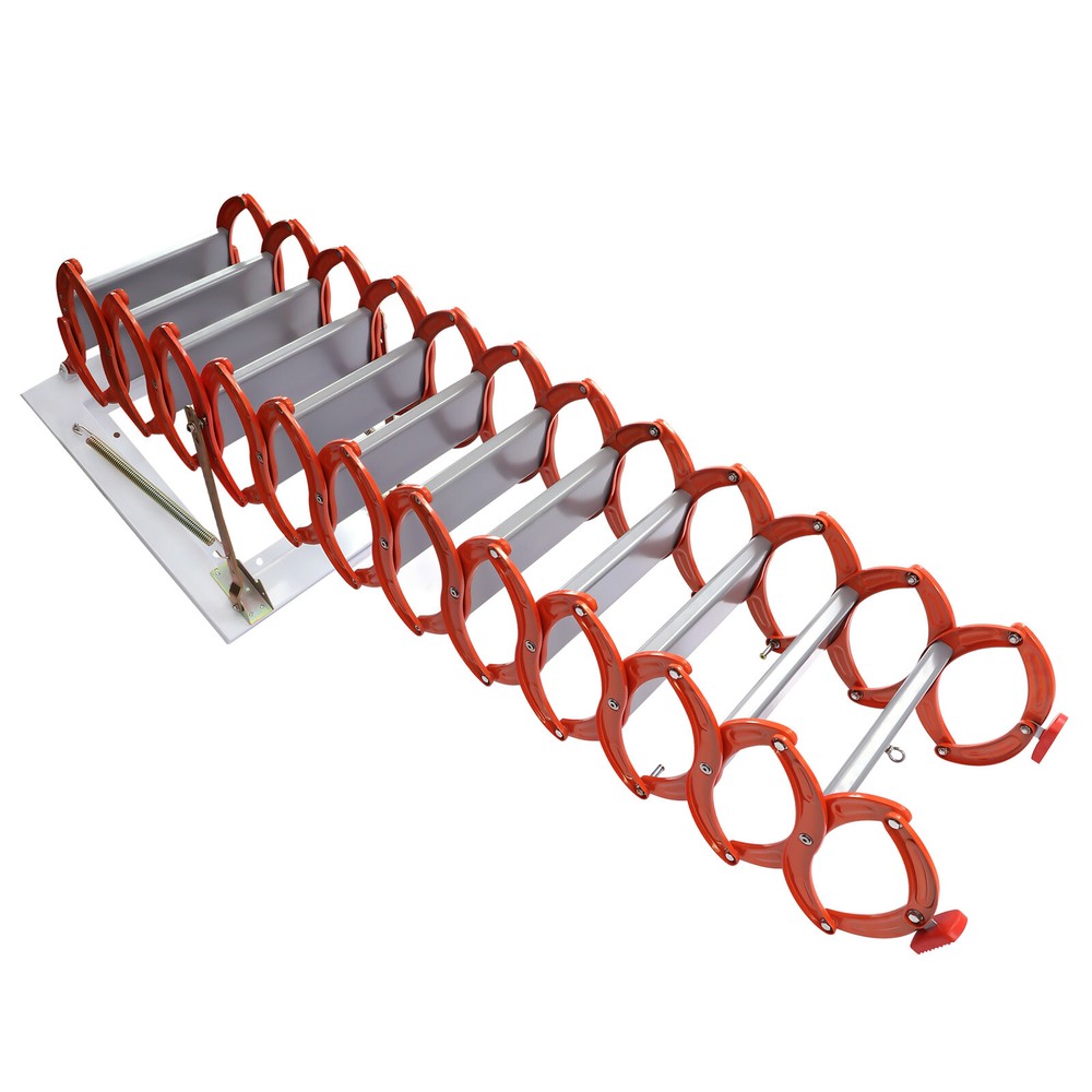 Attic Ladder Pull Down System, 12 Steps Aluminum Magnesium Alloy Attic Stairs
