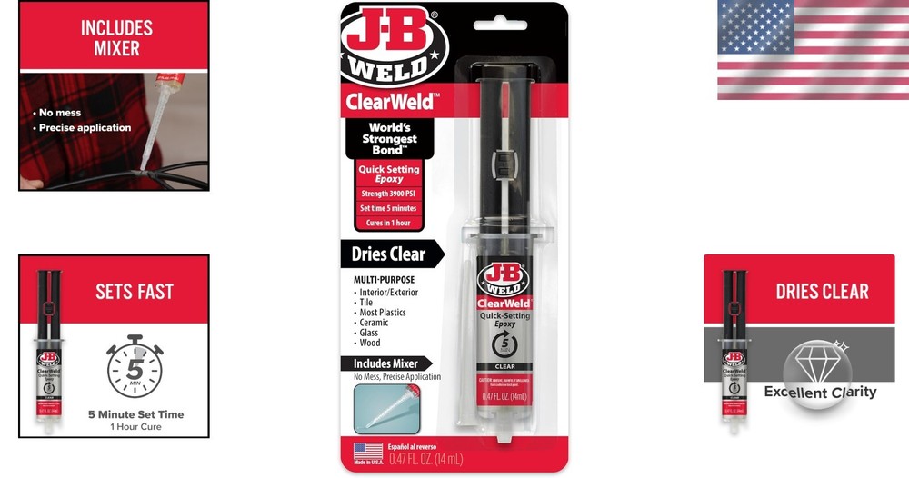 14ml ClearWeld Epoxy: Quick-Setting, Water Resistant & Multi-Material Adhesive