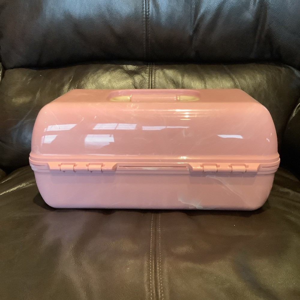 Caboodle Pink Plastic Vanity Case with Mirror Travel Storage Organizer Box