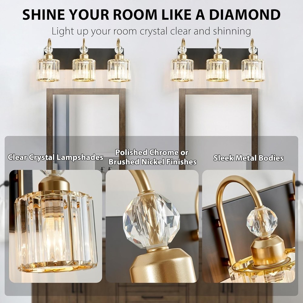 DIAMONDFORGE Bathroom Vanity Light Fixtures Over Mirror, Makeup Lighting for ...