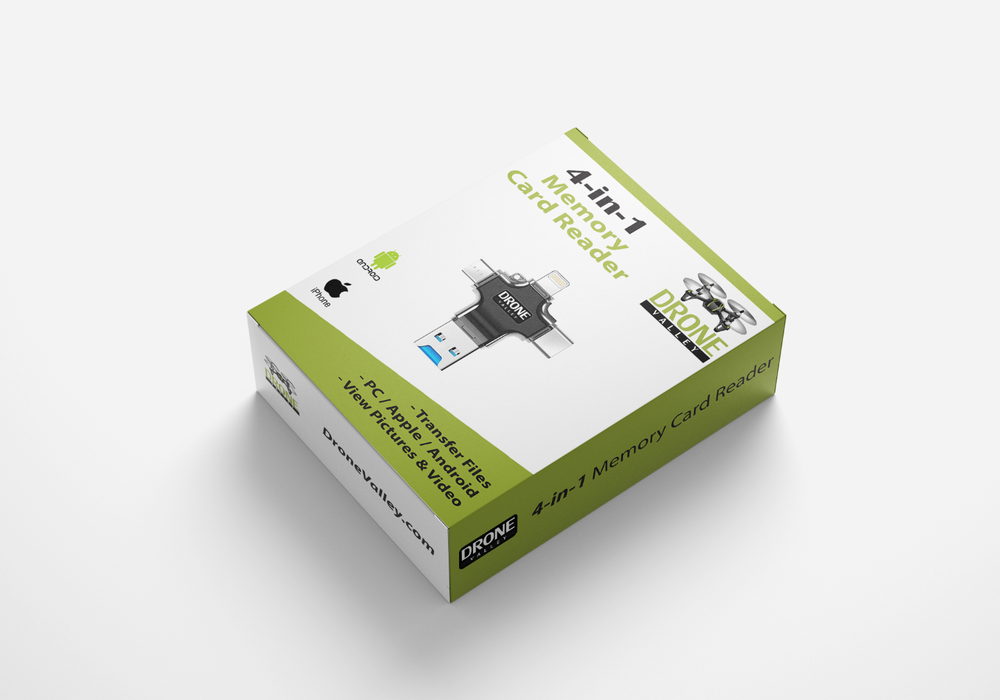 Drone Valley 4 in 1 Micro SD Memory Card Reader - Copy / Move / View Your Files