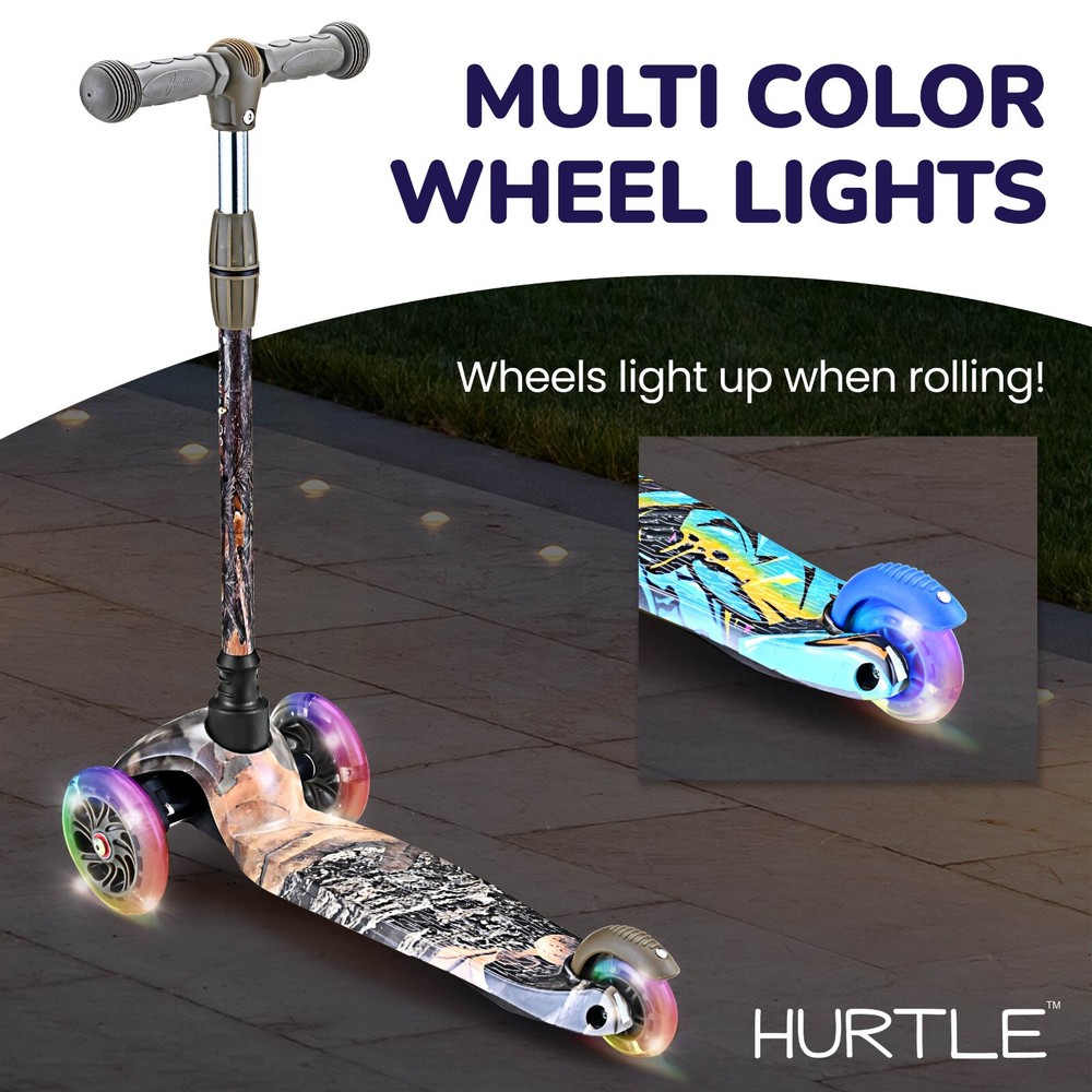 Hurtle Lightweight & Adjustable Mini Kickboard Scooter w/ LED Light Wheel