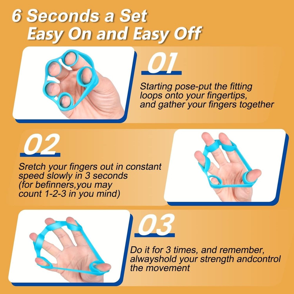 Finger Exerciser, Grip Strength Trainer Relieve Pain, 6-Pack