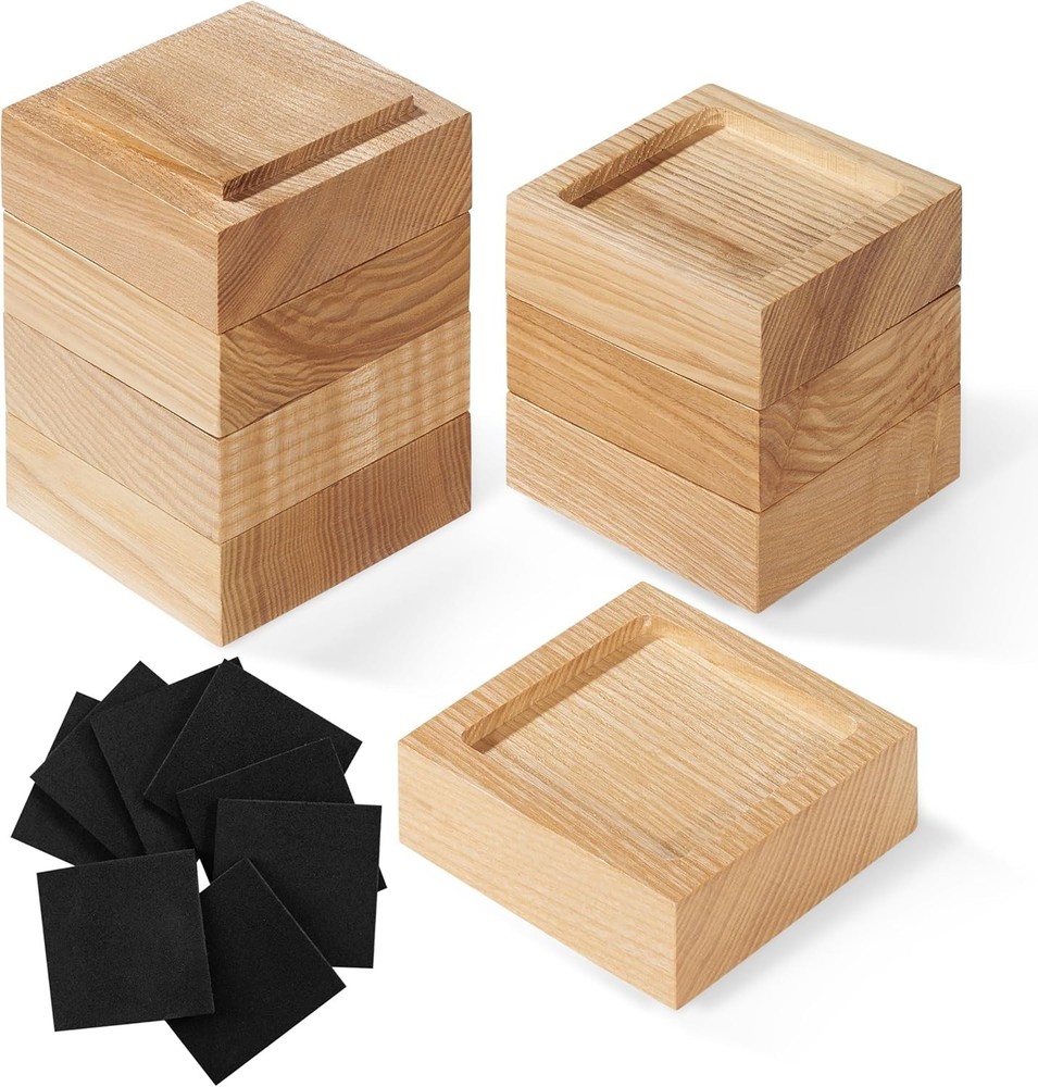 Quality Oak Bed Risers Set of 8 - Adjustable Heights for Maximum Stability