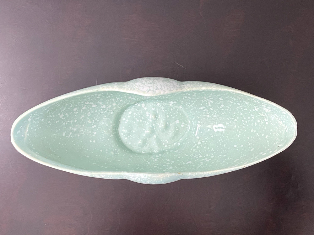 Mid Century Pottery Planter Splatterware Speckle Pattern Vintage 11" Long