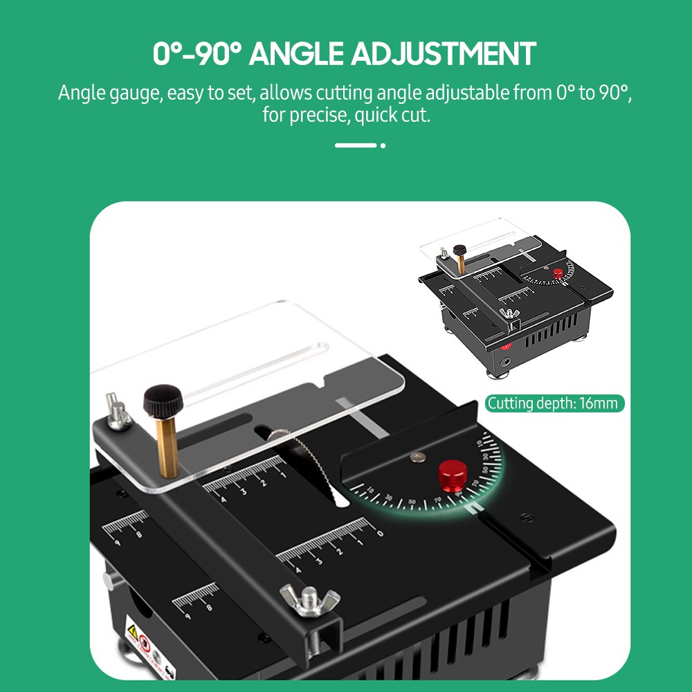 Multifunctional Mini Table Saw Speed Angle Adjustable for Wood Plastic Cutting