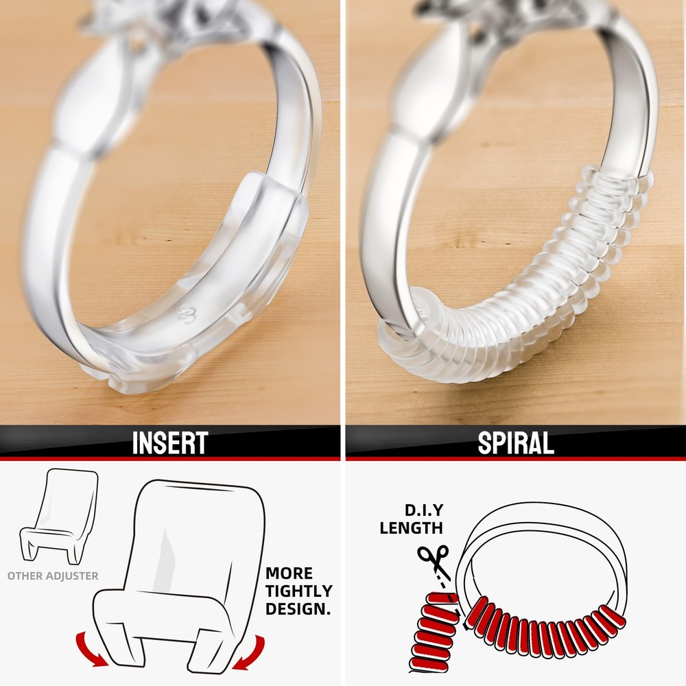 Omilly Ring Sizer Adjuster for Loose Rings - 12 Sizes, 2 Styles (Ring...
