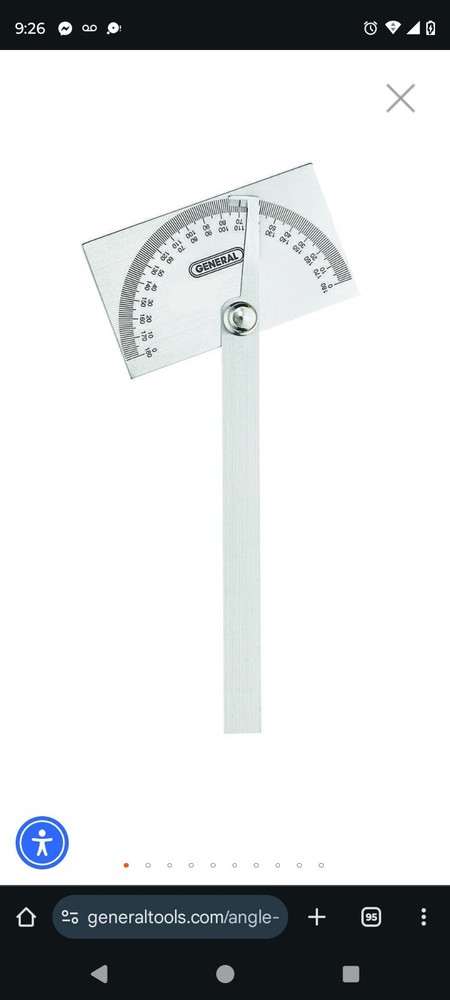 ANGLE-IZER® Square Head Stainless Steel Angle Protractor, 0 to 180 Degrees,...